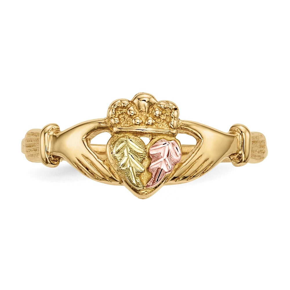 Buy Stylish 10K Tri-Color Black Hills Gold Claddagh Ring - Affordable Luxury!